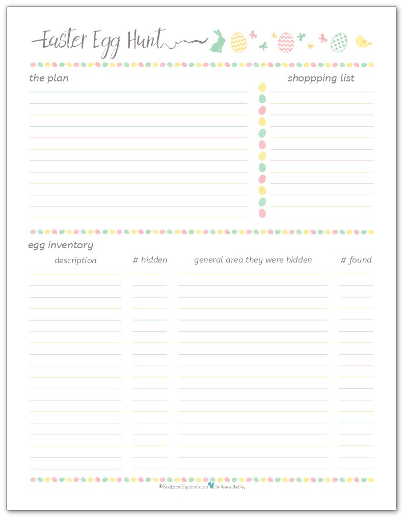 Easter Egg Hunt Printable Planner - Hopefully you never lose an egg again!