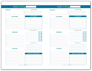 weekly planning pages