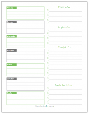 Spring Grass - weekly overview planner printable