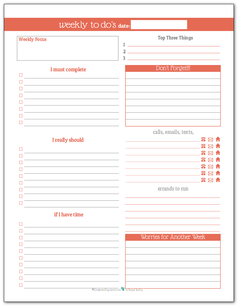 Summer Orange - Weekly To-Do list planner printable