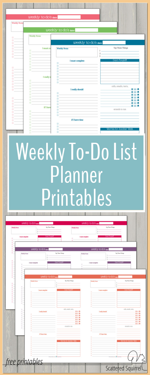 Plan Your Week with the New Weekly To-Do List Planner Printables ...