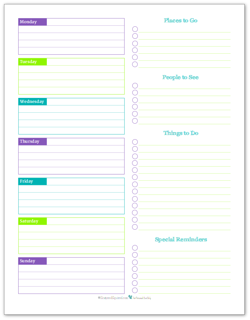 Weekly Overview Planner Printable