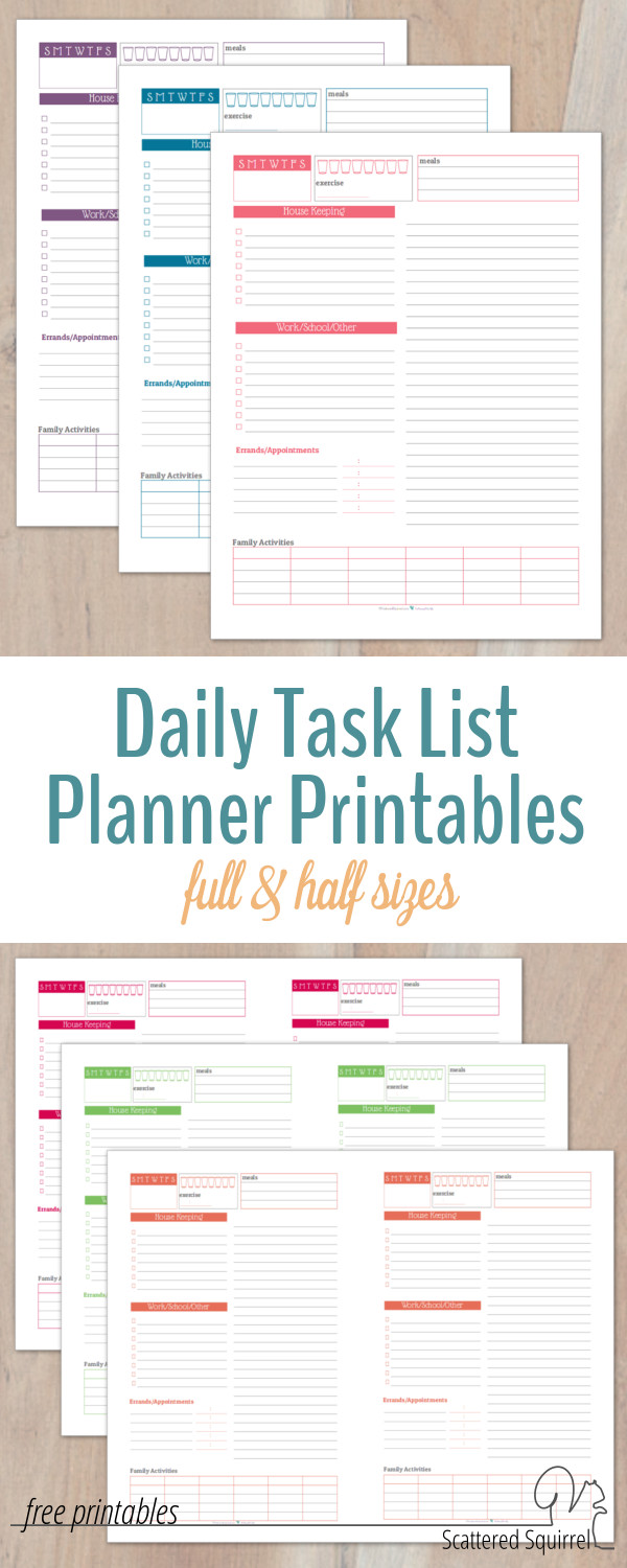 Don't let your to-do list leave you feeling overwhelmed. These daily task list planner printables are a great way to keep on track without over scheduling yourself.