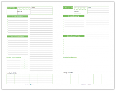 Half-Size Daily Task List Planner in Spring Grass