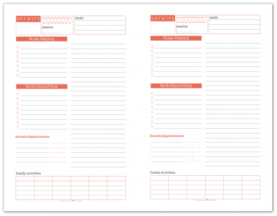 Half-Size Daily Task List Planner in Summer Orange