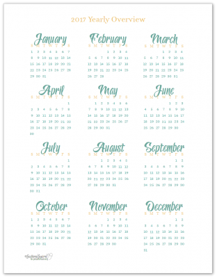 2017 Yearly Calendar Printable in full size (US Letter)