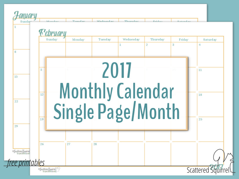 2017 calendar planner printable