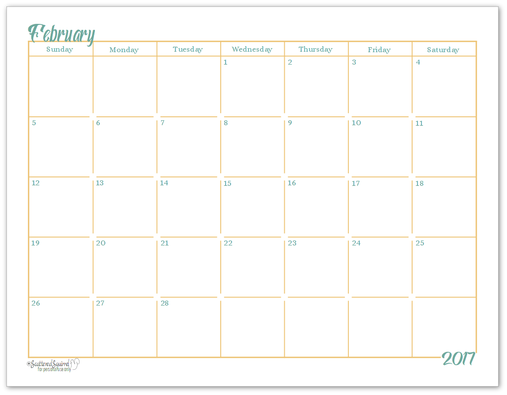 sunday calendar for 2017 printable