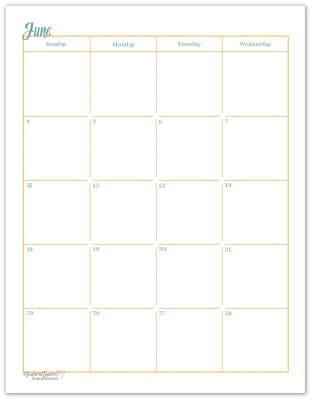 Page 1 of the two page monthly calendar pritnables