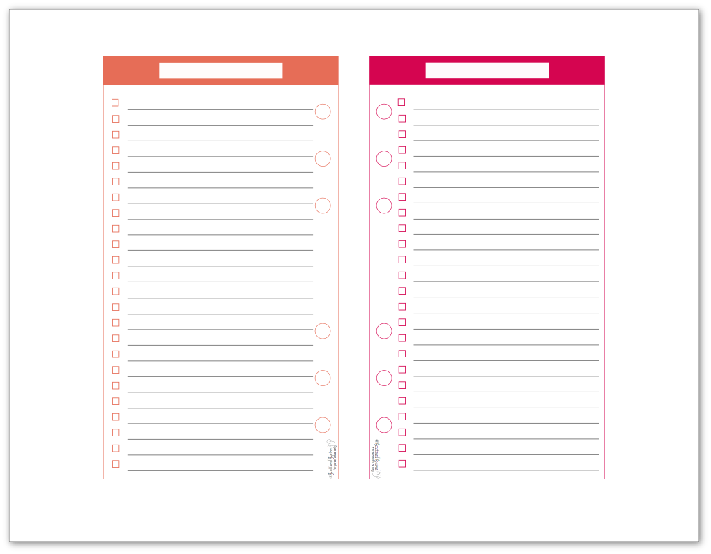 Personal size master to-do list printable in summer orange and rapsberry