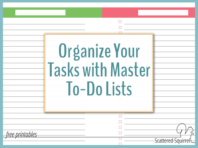 Take your to-do lists on the go with you with our half-size and personal size master to-do list printables.