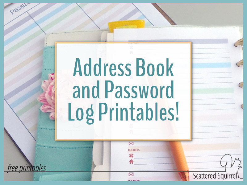 Colourful Address Book And Password Log Printables