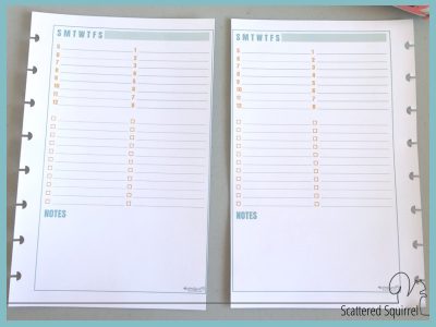 Full and Half-Size Daily Planner Printables as Requested