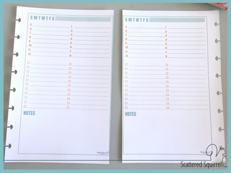 Full and Half-Size Daily Planner Printables as Requested