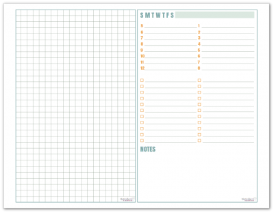 Graph paper and Daily Planner in half-size