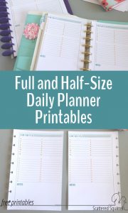 Full and Half-Size Daily Planner Printables as Requested