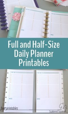 Full and Half-Size Daily Planner Printables as Requested