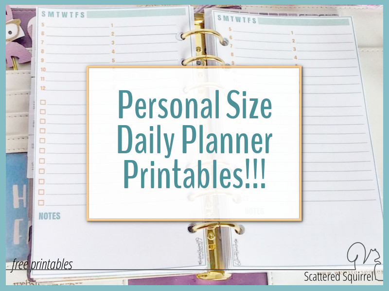 PRINTABLE Personal Size Undated Monthly Calendar Refills Cute 