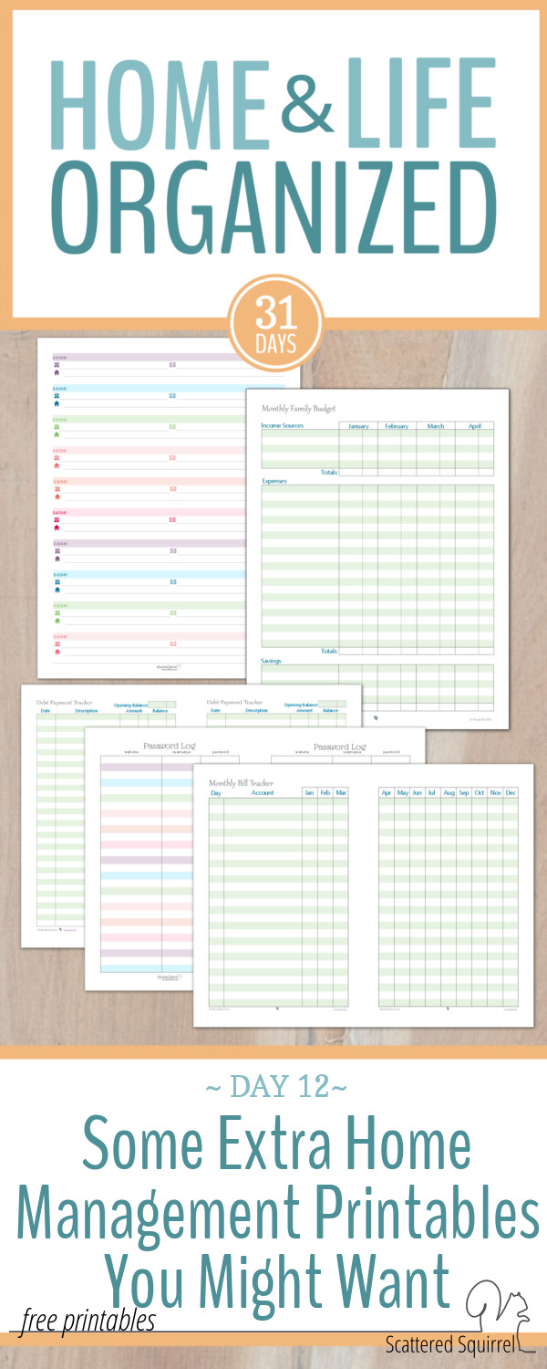 Some Extra Home Management Printables You Might Find Useful