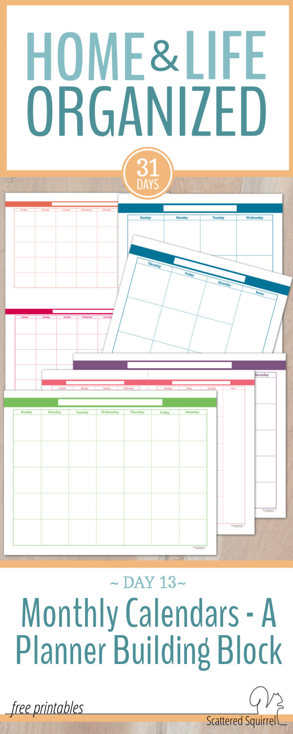 These Colourful Blank Monthly Calendars make an awesome jumping off point for building the planner that will work for you.