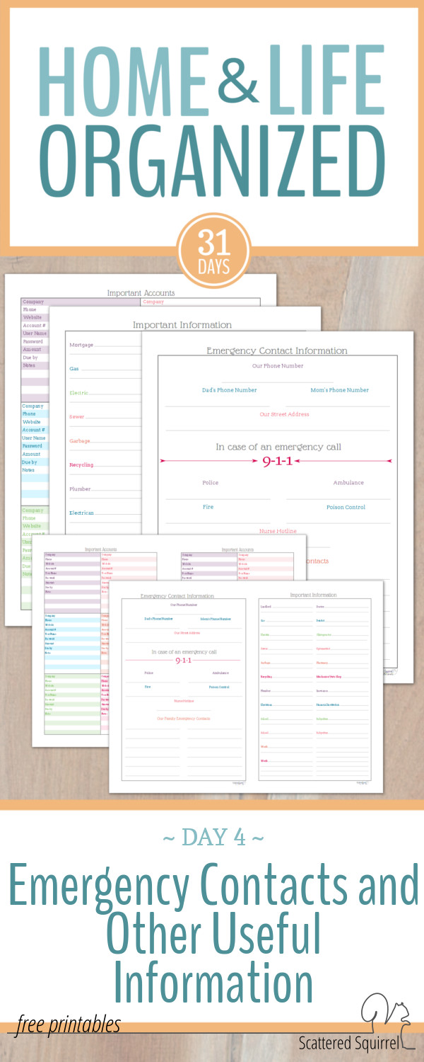 Having a section in your home management binder to keep emergency contacts and other important home related information is great starting point.