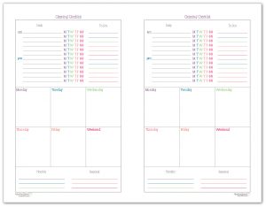 Colourful Cleaning Schedule and Checklist Printables