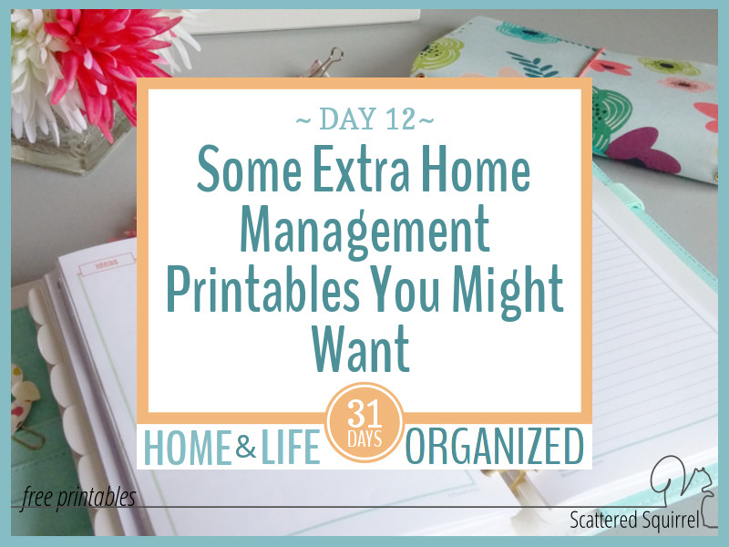 Some Extra Home Management Printables You Might Find Useful