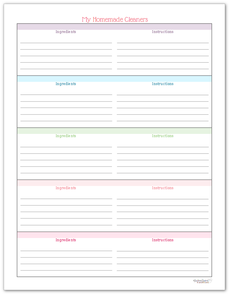 Homemade cleaners printable.