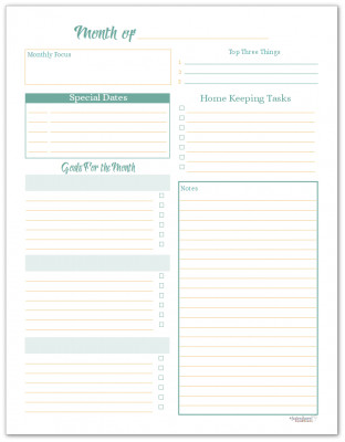 Monthly Planning Page Printable