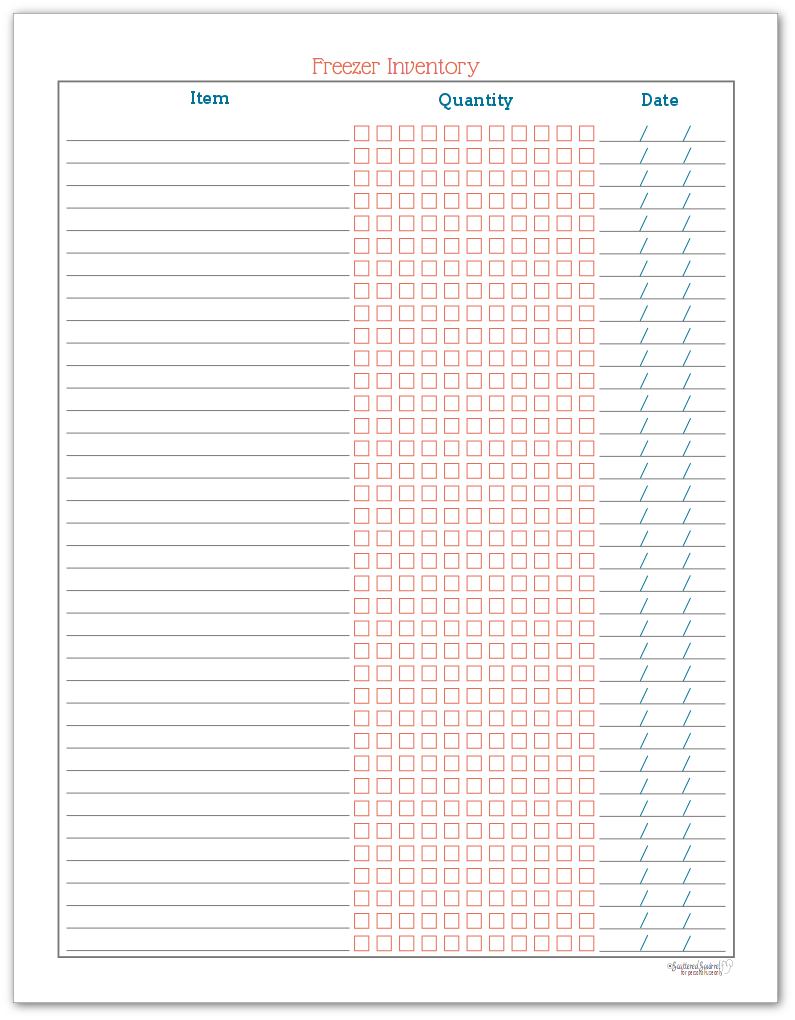 freezer inventory list