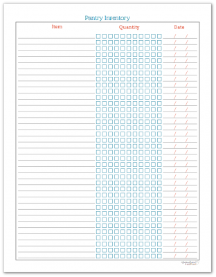 Pantry Inventory Checklist Printable