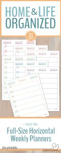 Brand New! Full-Size Horizontal Weekly Planner Printables!