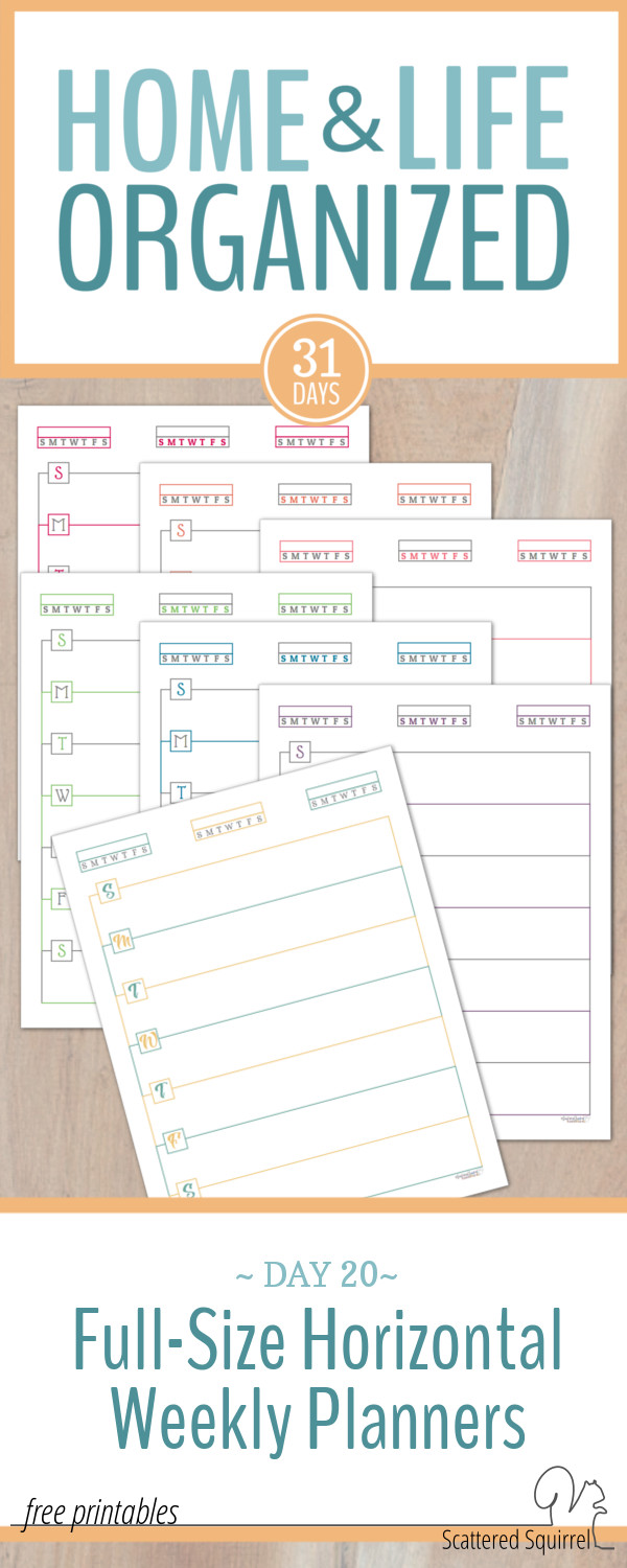 Full-Size Horizontal Weekly Planners with habit trackers.