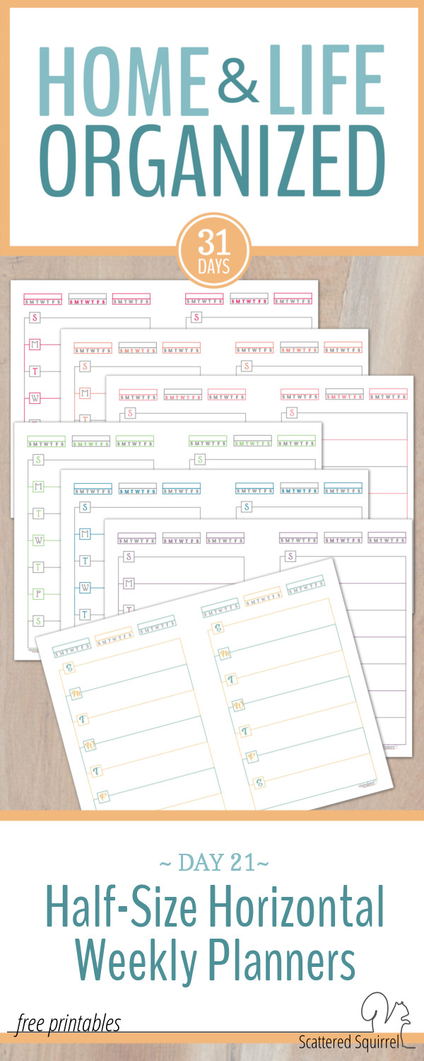 Half-Size Horizontal Weekly Planners with habit trackers.