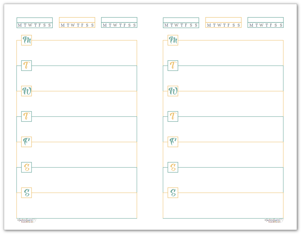 Sunshine Skies Half-Size Monday Start Horizontal Weekly Planners