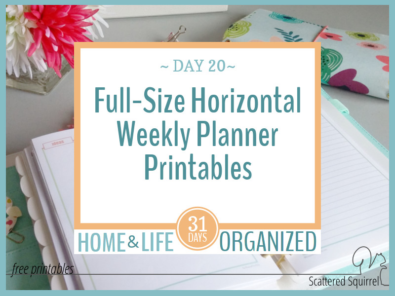 Brand New Full Size Horizontal Weekly Planner Printables 