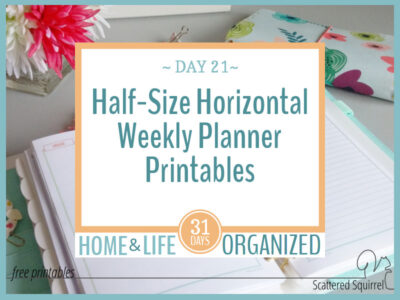 Half-Size horizontal weekly planner printables.