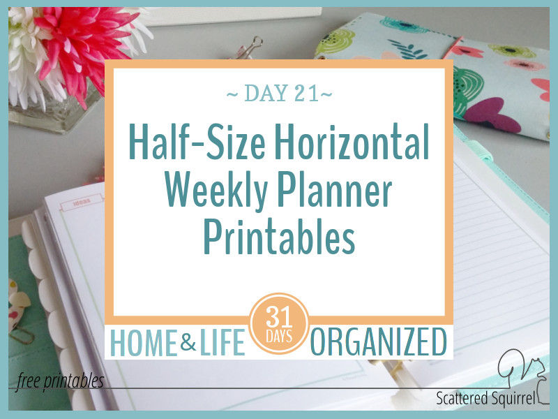 Horizontal Printable 7 Day Planner Daily Planner Day Planner