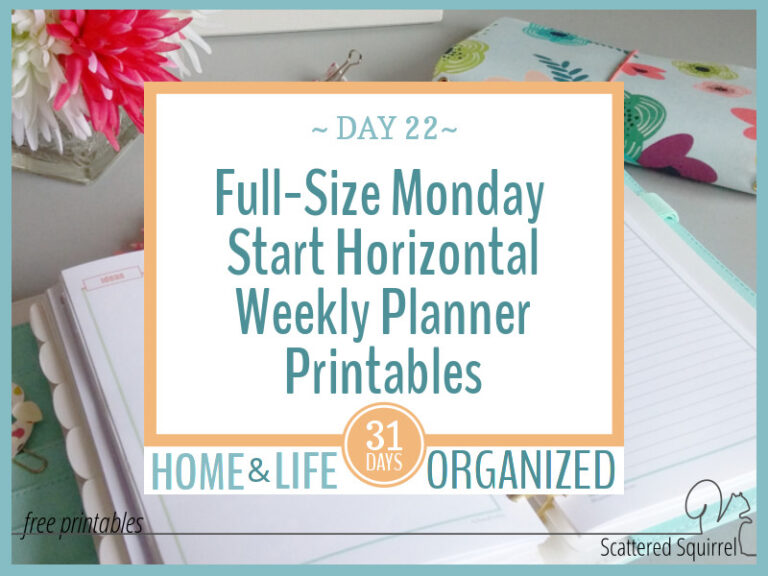 Full-size horizaontal weekly planners that start on Monday.