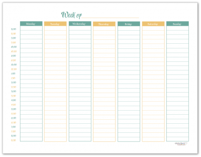 Sunshine Skies Single Page Weekly Planner Printable in Landscape Format