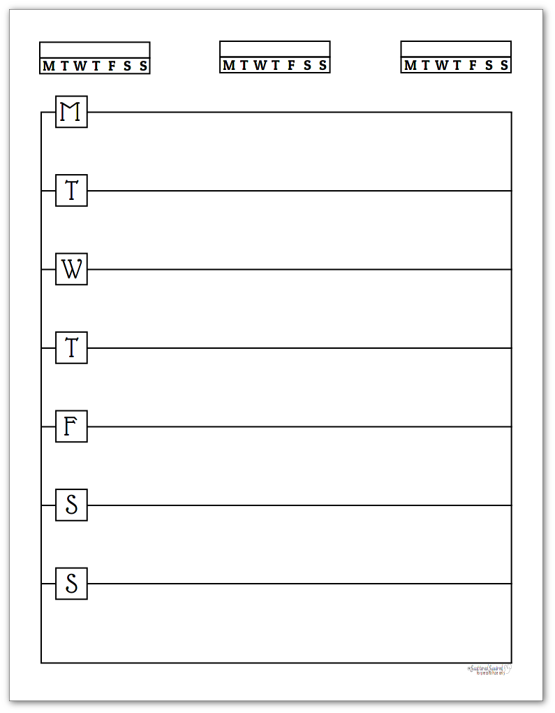 free black and white weekly planner printables