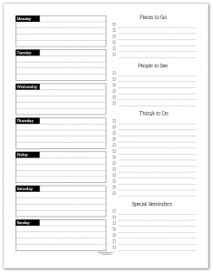 Free Black and White Weekly Planner Printables