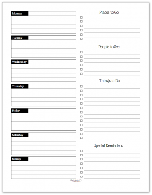 Free Black and White Weekly Planner Printables