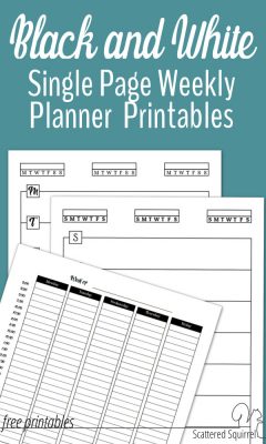 These black and white planner printables are perfect for those who like their week on one page.