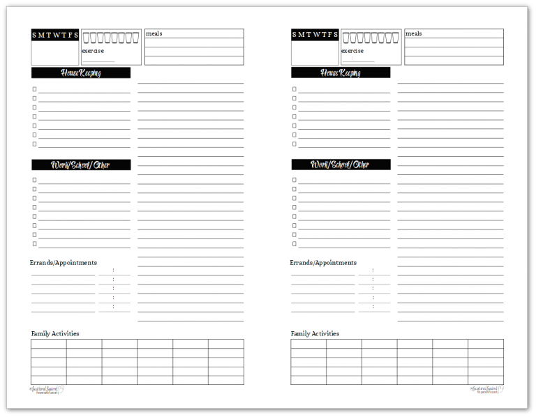 Black and White Daily Task List Planner Printables