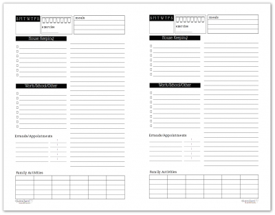 Black and White Daily Task List Planner Printables