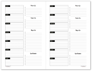 Half-Size Black and White Weekly Planner Printables