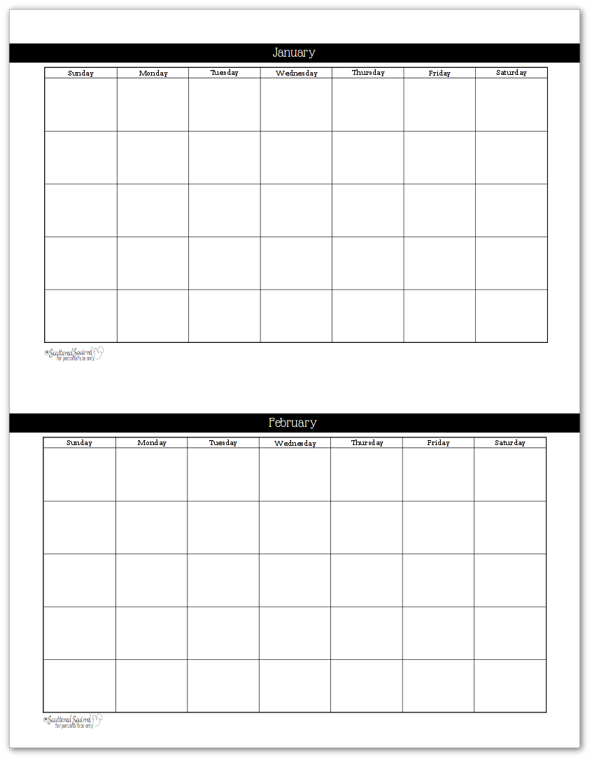 black and white undated monthly calendars are great additions to your