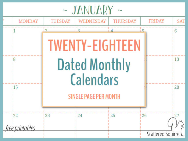 These 2018 dated monthly calendars feature a single page per month in a landscape layout.