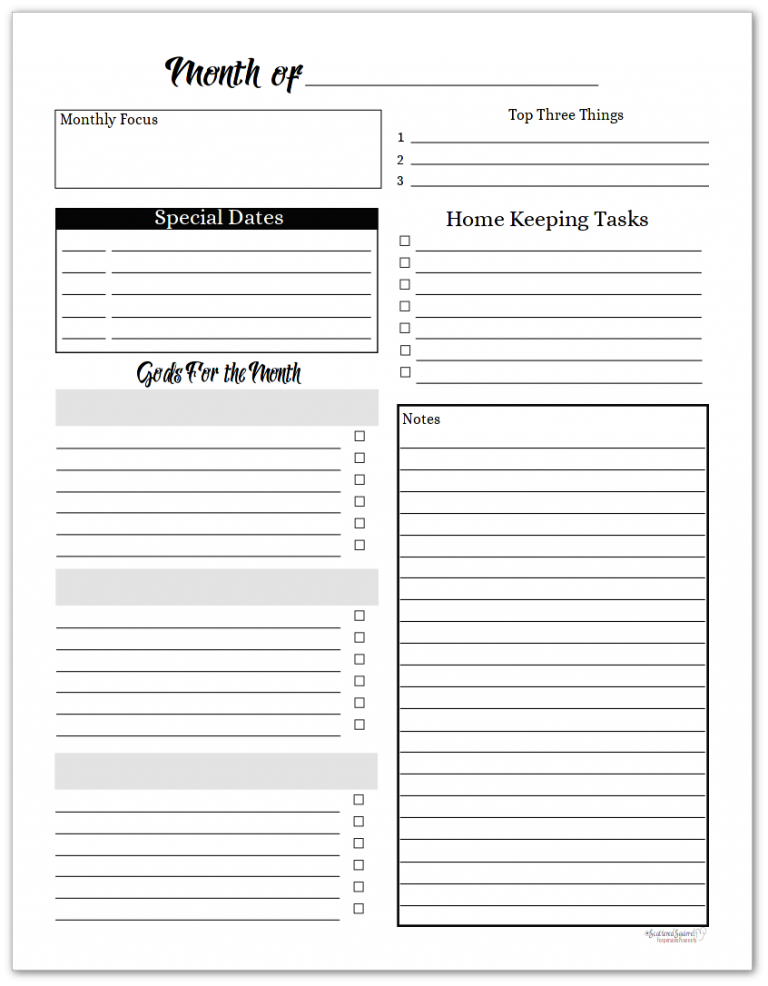 Black and White Monthly Planner Printables are here